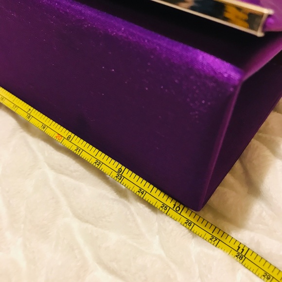 Purple Satin Clutch with Gold Metal Edging NWOT Item #1836 - Picture 5 of 8